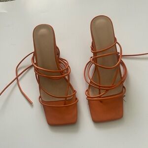 Elegant Orange Strappy Women's Heels